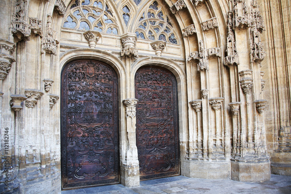 Main Gate Oviedo Cathedral Asturias Spain
