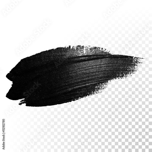 Ink black watercolor brush dab stroke. Vector oil paint gouache.