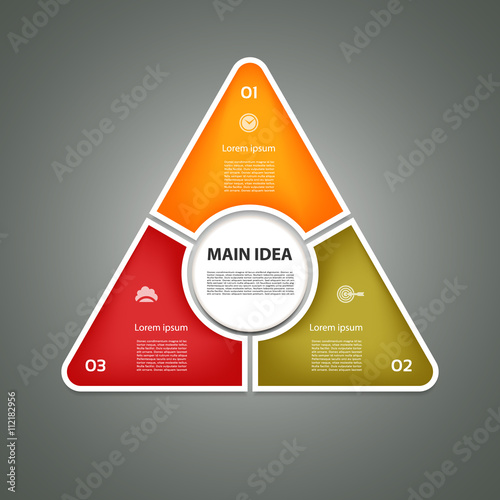 Cyclic diagram with three steps and icons. eps 10