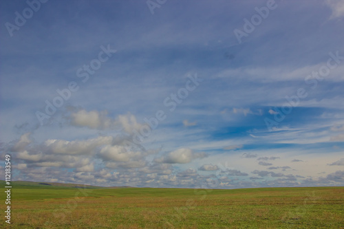 An image of a beautiful steppe spring landscape.