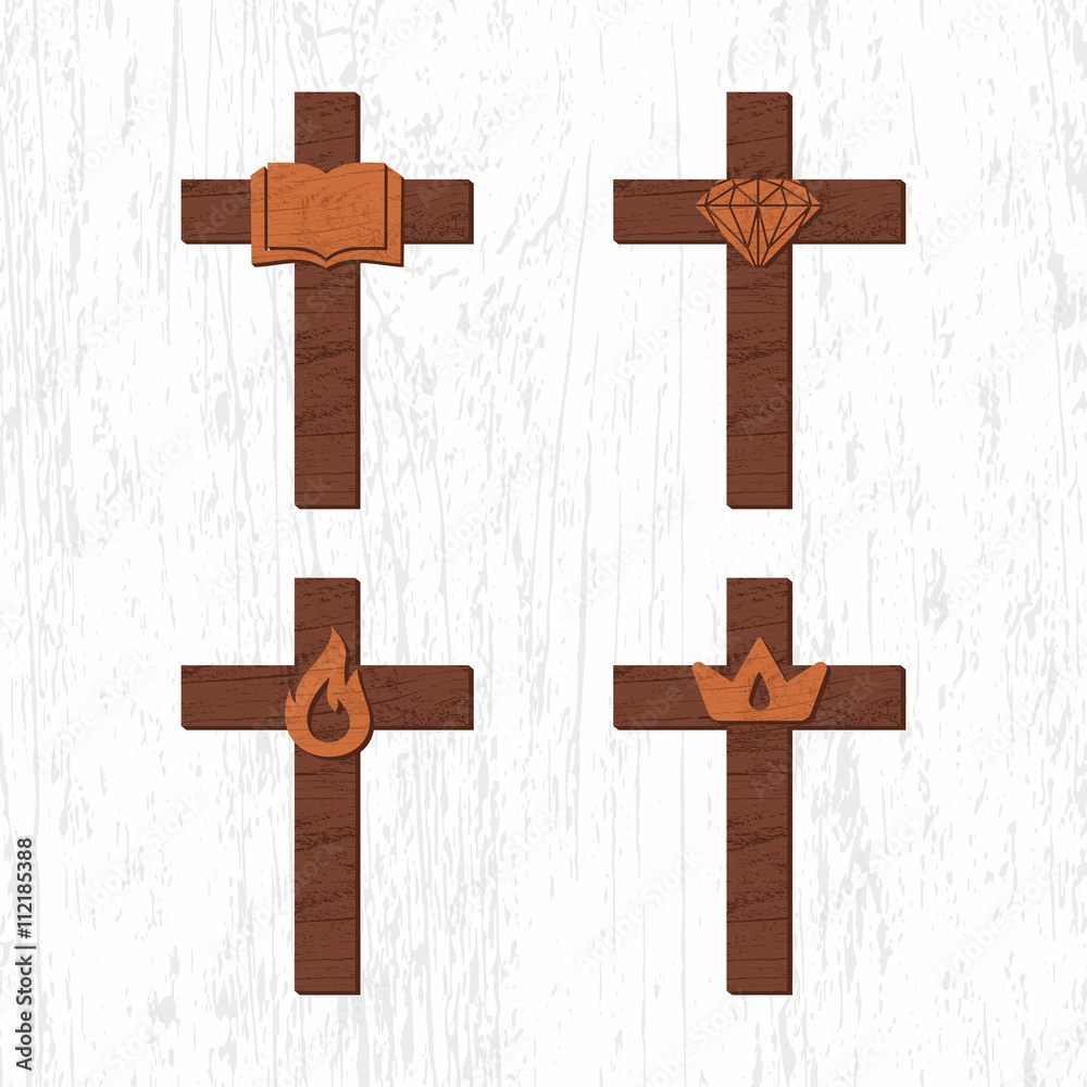 Set of christian cross. Cross of Jesus Christ.