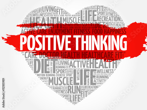 Positive thinking heart word cloud, fitness, sport, health concept