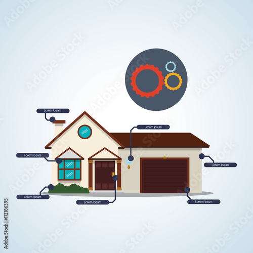 Smart house design. home icon. White background  , vector