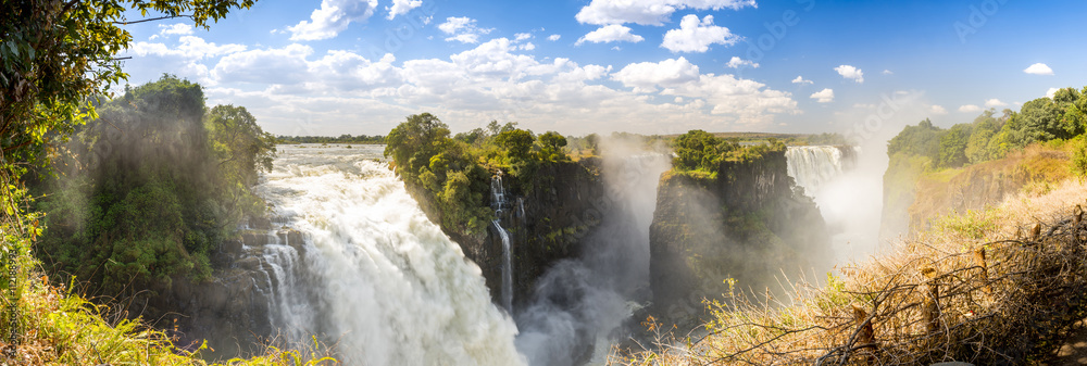 Victoria Falls Africa Panorama - obrazy, fototapety, plakaty 