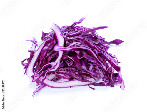 sliced of red cabbage on white background