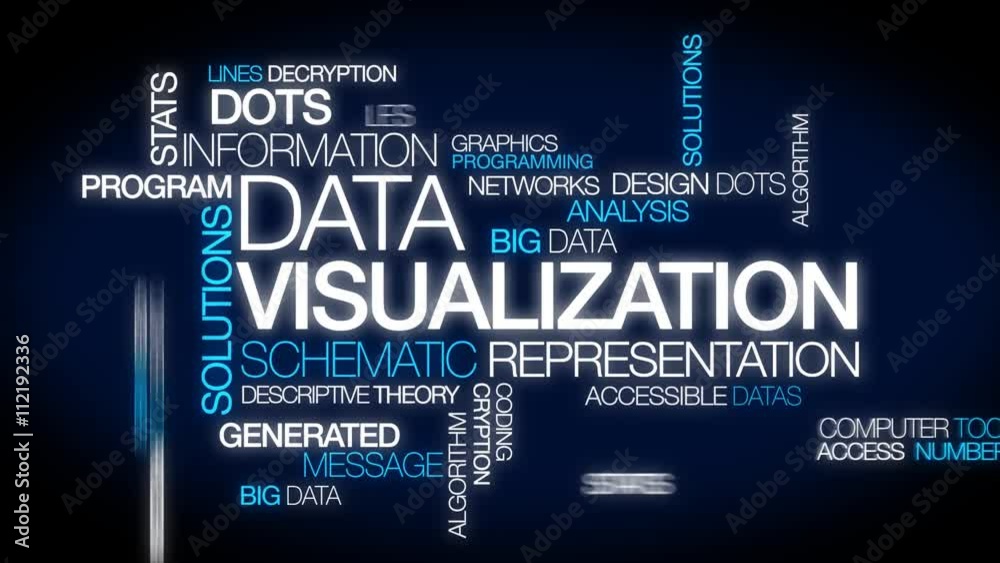 Data visualization words tag cloud animation blue text visualisation ...