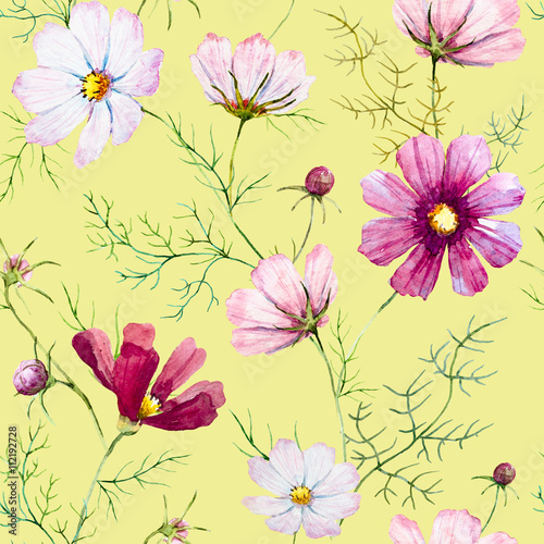 Watercolor wild flowers pattern