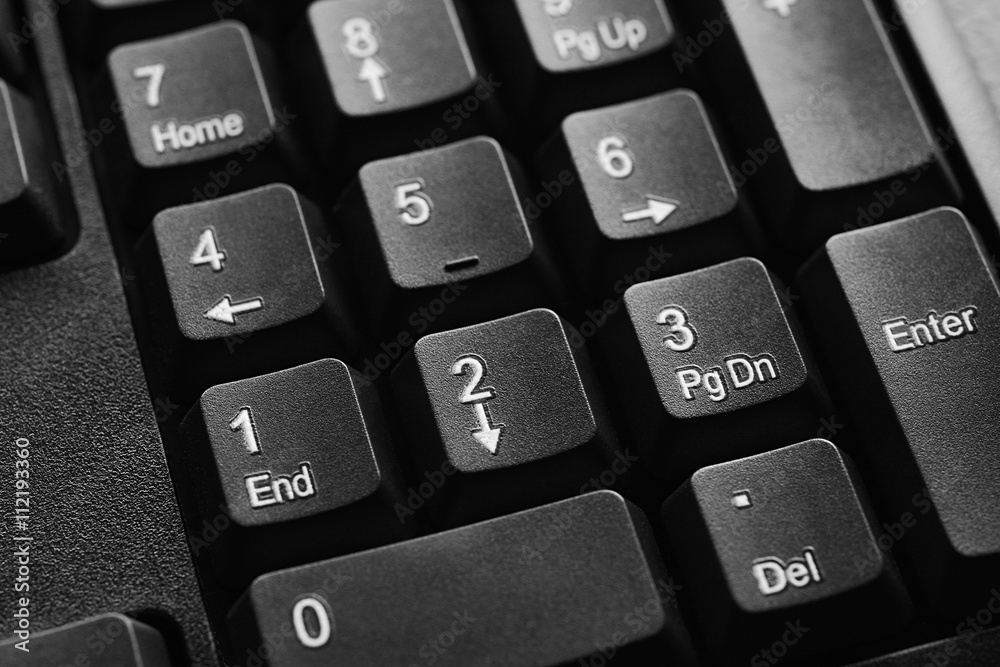 Close up of number on computer keyboard Close up of number on computer keyboard