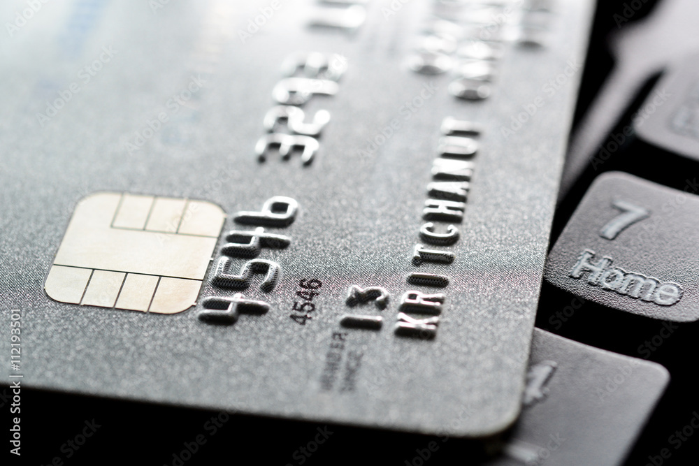 Closed up of numbers and chip on credit card Closed up of numbers and chip on credit card