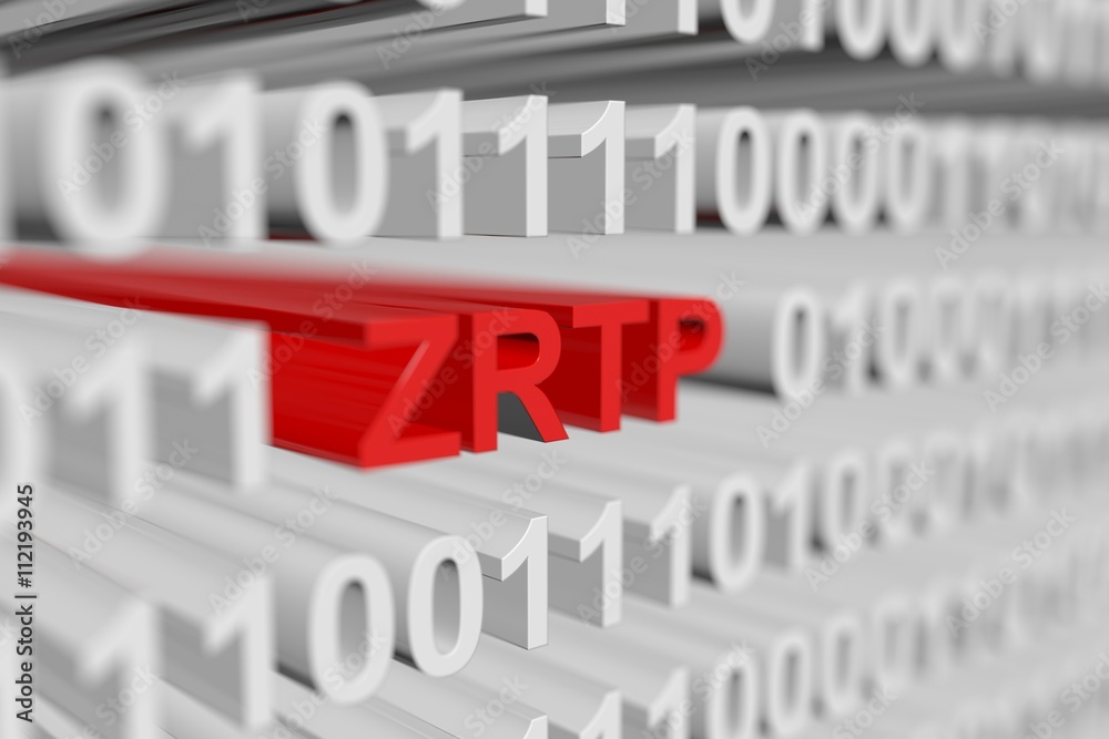 ZRTP as a binary code with blurred background 3D illustration