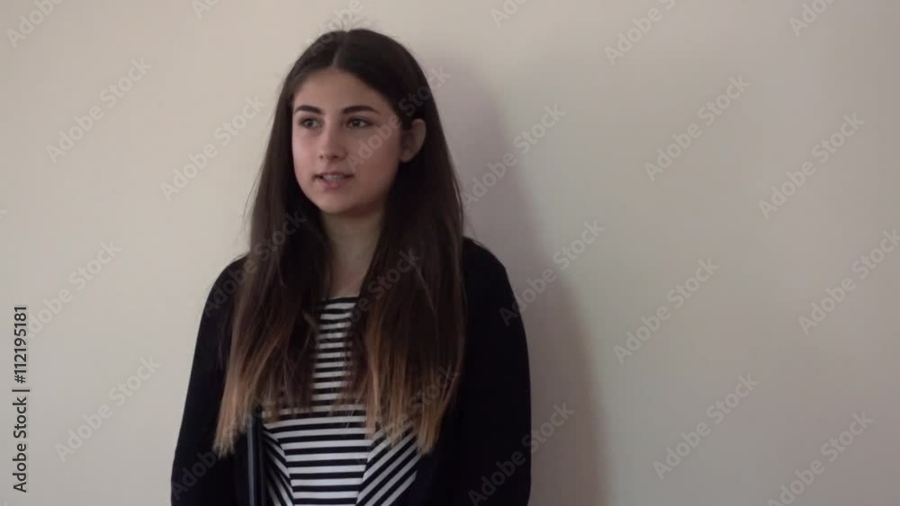 Shy young lady on model casting Stock Video