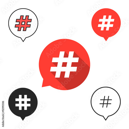 set of speech bubbles with hashtag icon