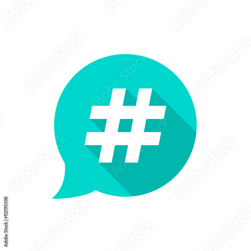 green bubble with hashtag and long shadow