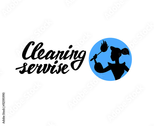 Vector logo for cleaning company. Flat cleaning service insignia. Simple cleaning logo icon isolated on white background.
