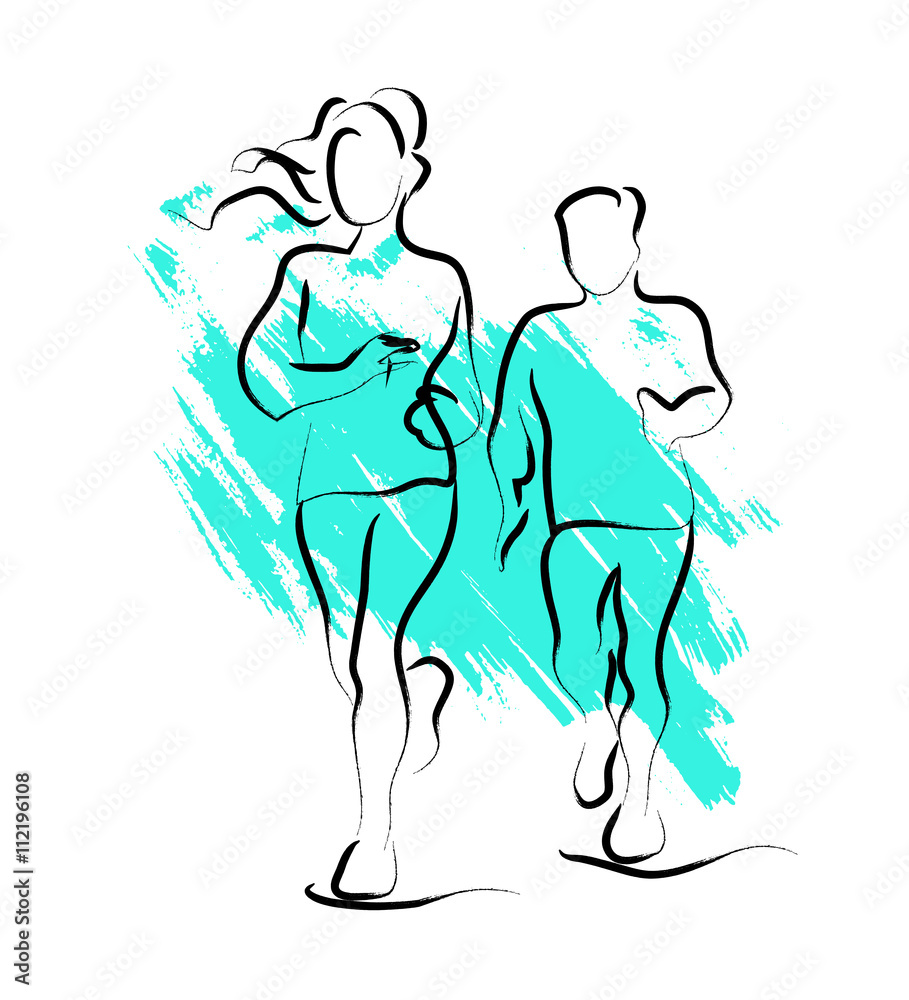 Vector hand drawn fitness people sketch. Athlete figure isolated on white background. Human icon. Man, woman sport portrait. Healthy lifestyle. Ink drawing. Vector hand drawn fitness people sketch. Athlete figure isolated on white background. Human icon. Man, woman sport portrait. Healthy lifestyle. Ink drawing.