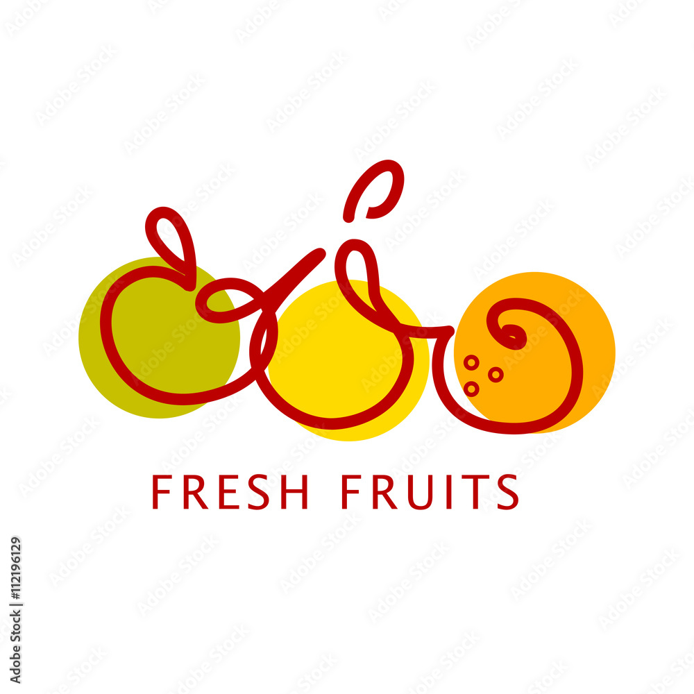 Vector simple flat food logo. Restaurant, cafe, catering insignia. Food  icon. Fresh fruits, paer, apple, orange icon isolated Stock Vector | Adobe  Stock