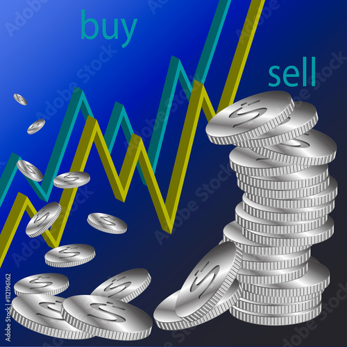 Euro coins and us dollar banknote background. Finance concept.