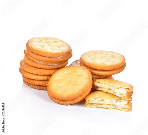 Cracker cookie on white background