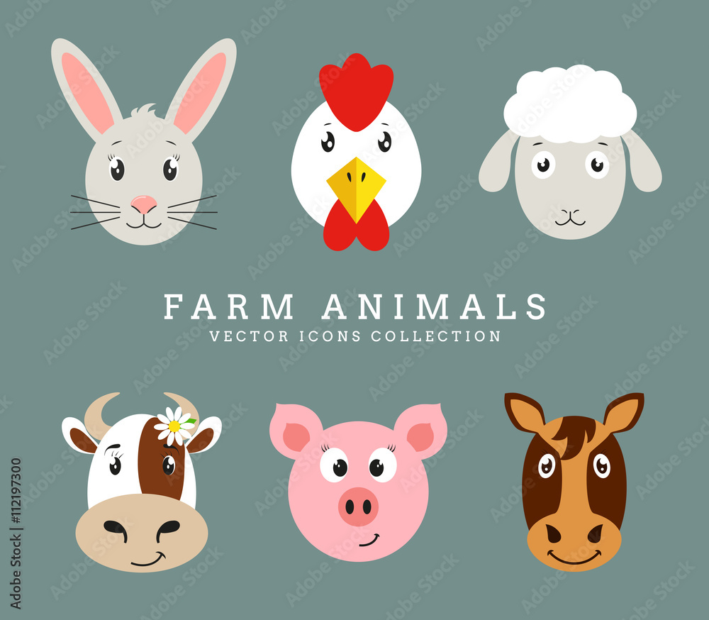Farm animals. Vector icons. Farm animals. Vector icons.