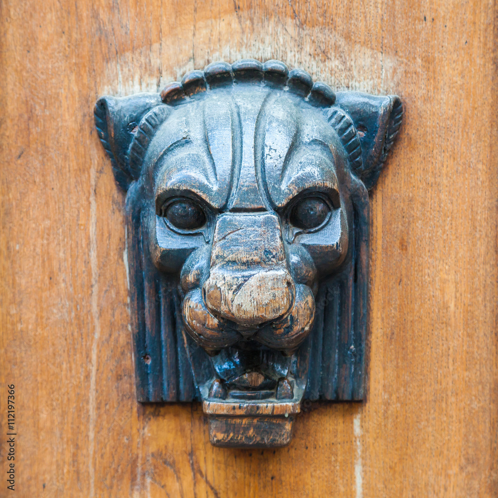 Naklejka premium Door decoration or handle - lioness or panther head.