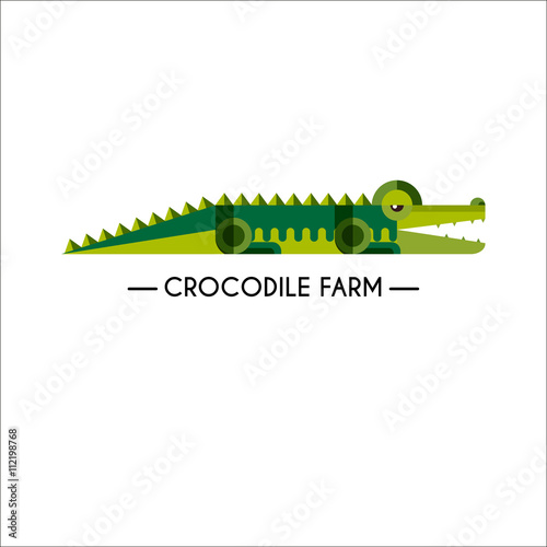 Crocodile made in unique geometrical flat style.