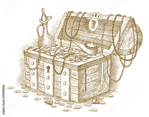 Treasure chest drawn by hand