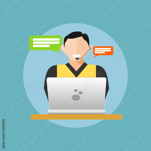 Hepldesk or customer service concept. flat design
