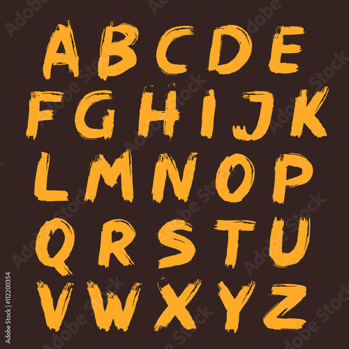 Alphabet set painted with a brush.