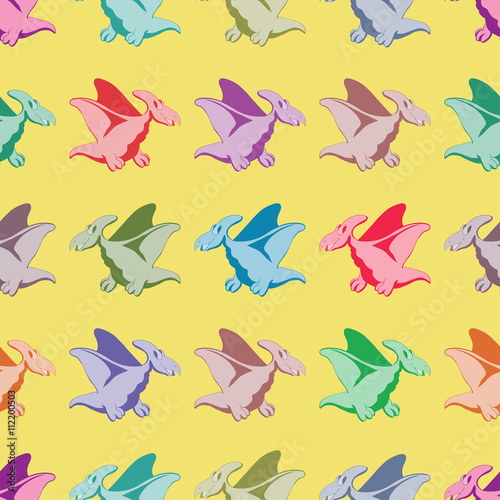 Colored dinosaurs. Seamless pattern