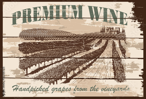 Vintage hand drawn vineyards sign