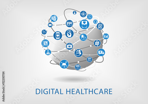 Digital healthcare infographic as vector illustration
