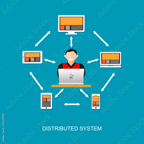 Distributed system technology concept illustration.
