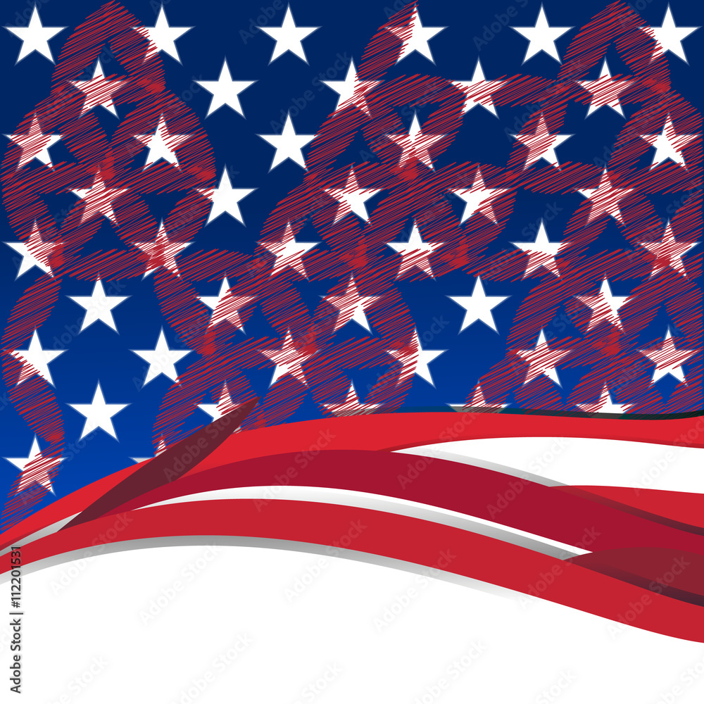 Abstract American Flag, USA Colors , Abstract Background, Colorful Template