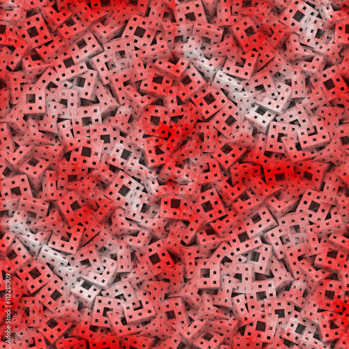 seamless background made of cube objects in shades of red