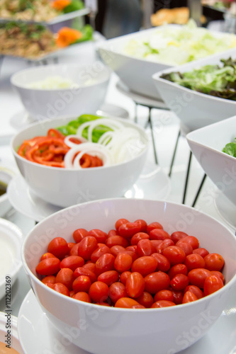 Mixed vegetable ingredients in modern salad bar