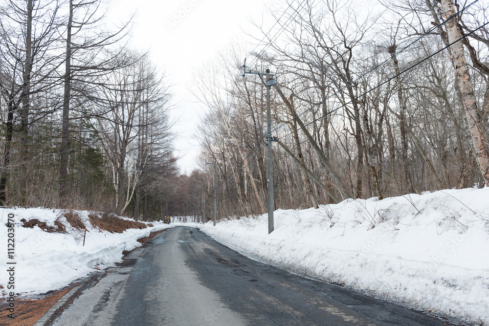 Snowy road at morning