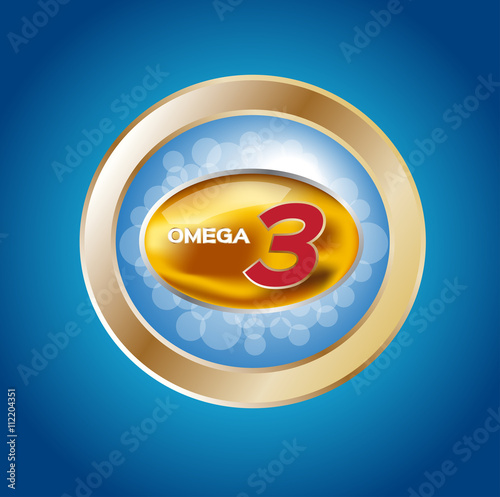 omega 3 icon and logo , vector . omega 3 and vitamin gold set