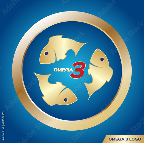 omega 3 icon and logo , vector . omega 3 and vitamin gold set