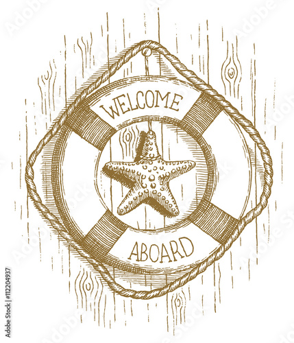 Lifebuoy drawn by hand.