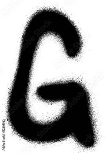 sprayed G font graffiti in black over white