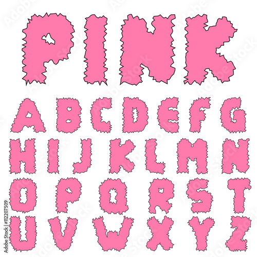 Pink comic alphabet