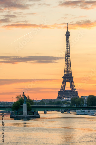 View of Paris skyline at sunset in Paris  France.