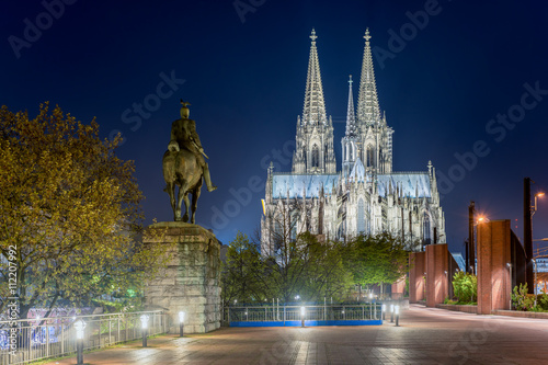 View on Cologne cathedral at night in Cologne, Germany