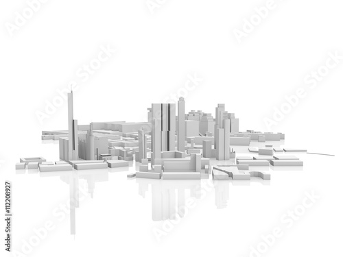 Abstract contemporary city  3d render isolated