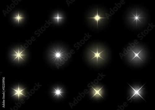 Sparkling glittering star light sun shine lens flare set