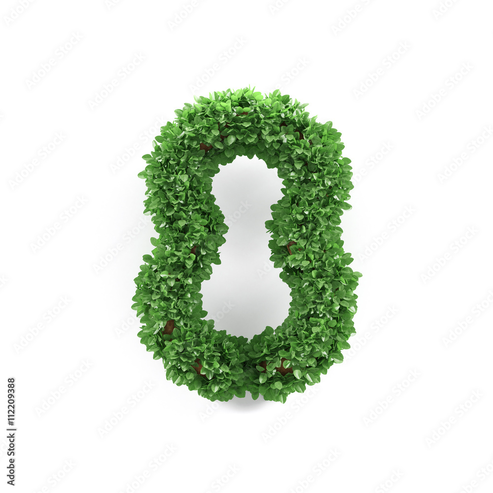 Green leaves 8 eight ecology digits alphabet font Green leaves 8 eight ecology digits alphabet font