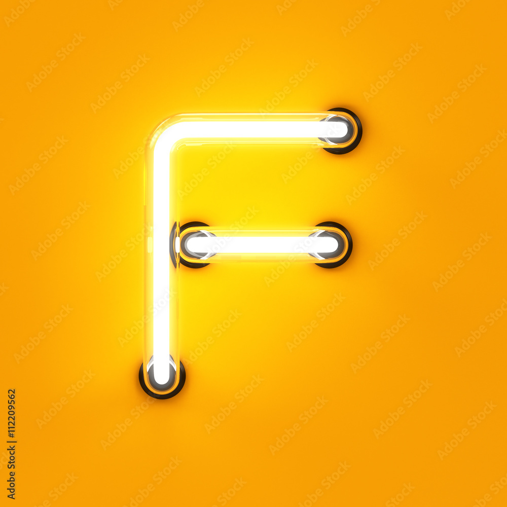 Neon light alphabet character F font Neon light alphabet character F font