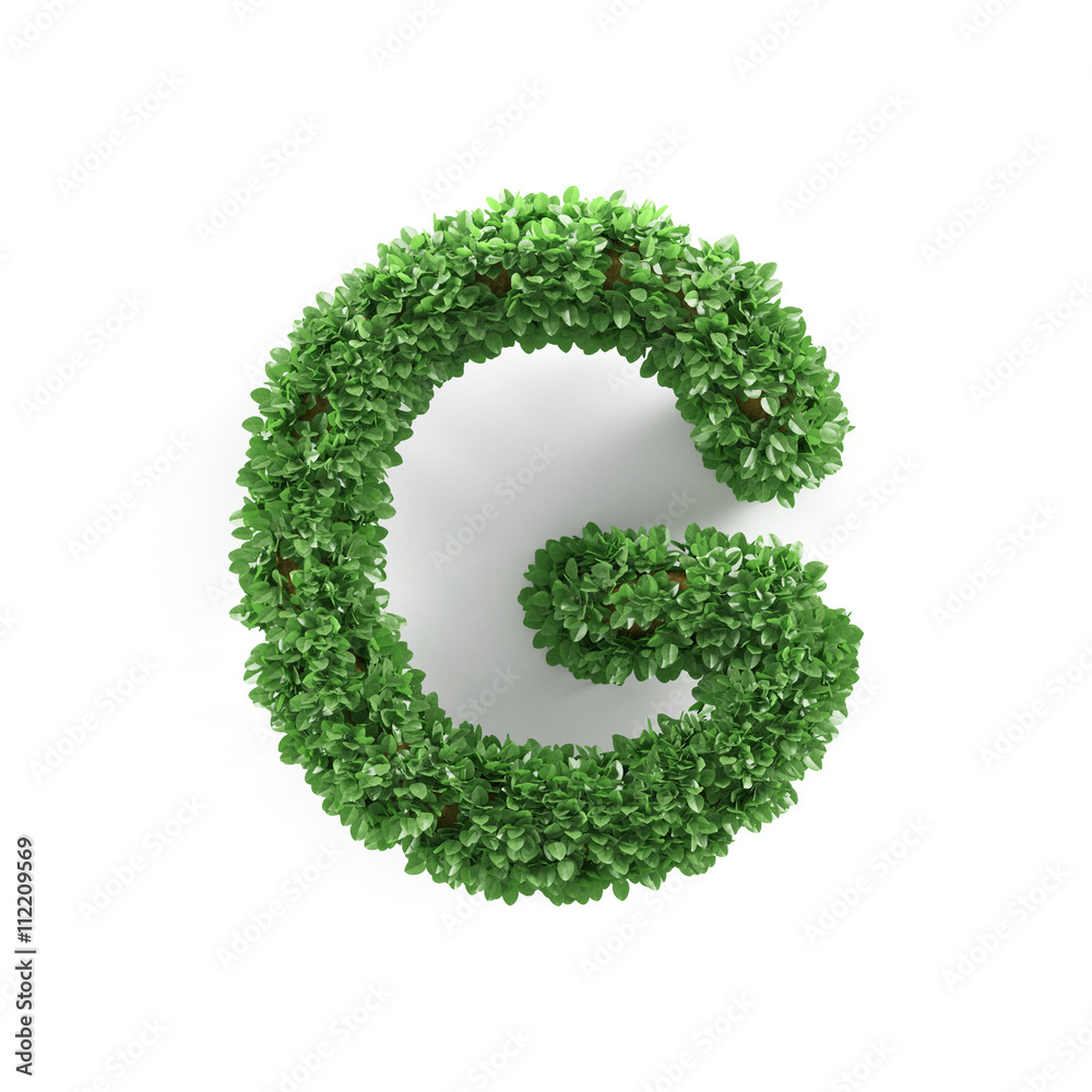 Green leaves G ecology letter alphabet font Green leaves G ecology letter alphabet font