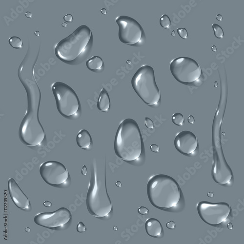 Vector realistic isolated water drop set. photo