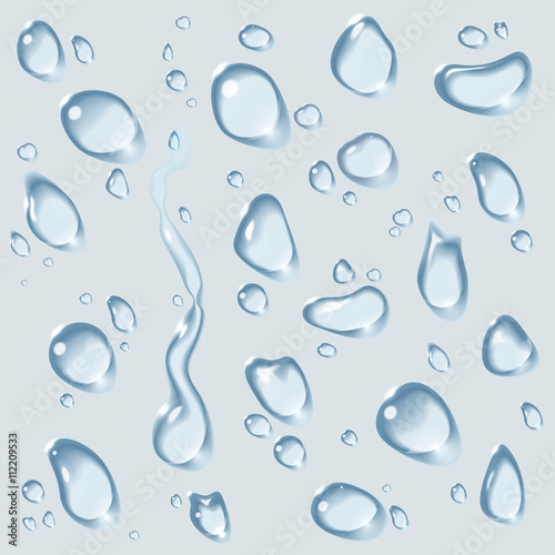 Vector realistic isolated water drop set.